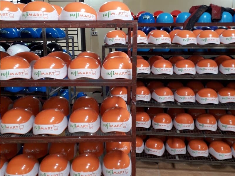 Mũ bảo hiểm in logo Siêu thị Fujimart