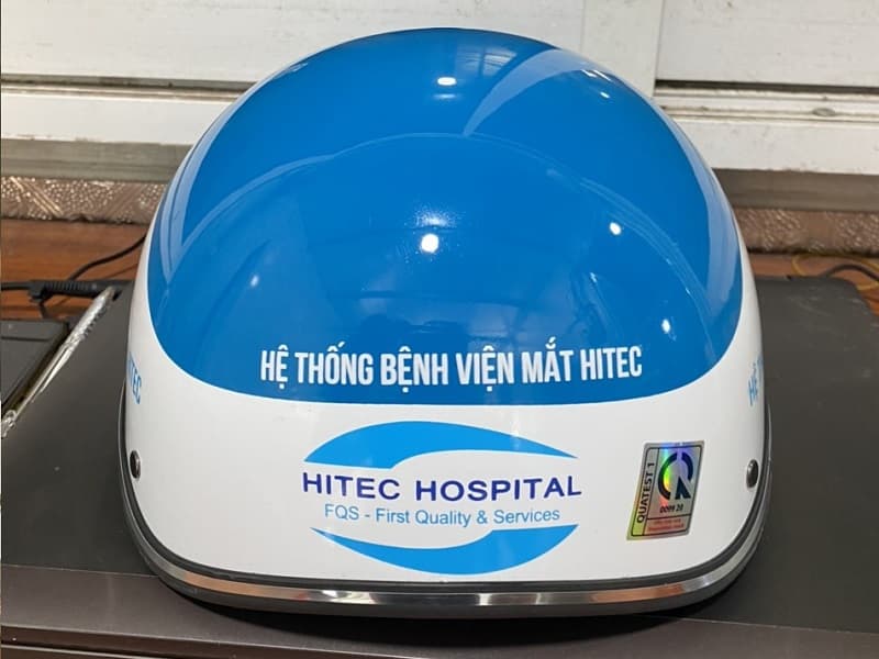 Mũ bảo hiểm in logo Bệnh viện mắt Hitec