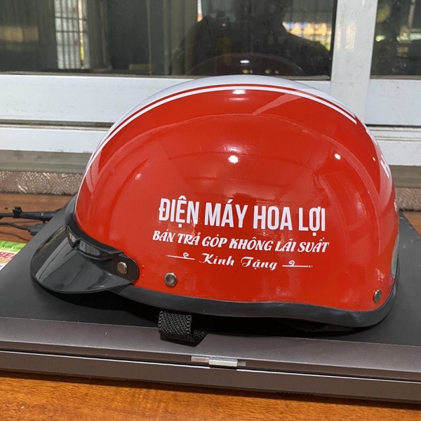 Mũ bảo hiểm in logo Điện máy Hoa Lợi