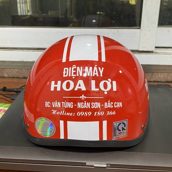Mũ bảo hiểm in logo Điện máy Hoa Lợi