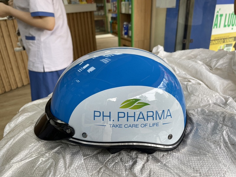 Mũ bảo hiểm in logo PH Pharma