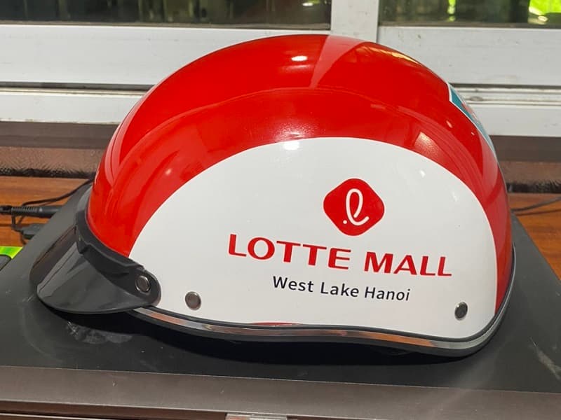 Mũ bảo hiểm nửa đầu in logo Lotte Mall